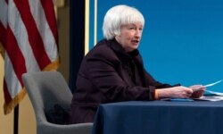 FILE - Treasury Secretary Janet Yellen speaks during a virtual roundtable with participants from Black Chambers of Commerce across the country to discuss the American Rescue Plan, Feb. 5, 2021.