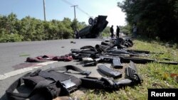 Water flows through a series of retention ponds built to contain and filter out heavy metals and chemicals from the Gold King mine wastewater accident, in the spillway about 1/4 mile downstream from the mine, outside Silverton, Colorado, USA.