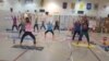 Teachers at Gunpowder Elementary school in Baltimore, MD, take part in a fitness class designed to reduce stress.