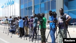 Somali journalists in Mogadishu, Somalia, Dec. 29, 2019. 