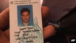 Le ministère egyptien de l'intérieur a publiblié la carte d'étudiant de Giulio Regeni retrouvé dans une station de police. 