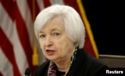 FILE - U.S. Federal Reserve Chair Janet Yellen speaks during a news conference following the two-day Federal Open Market Committee policy meeting in Washington, March 16, 2016.