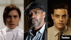 جرد لتو (چپ)، دنزل واشنگتن (وسط) و رامی ملک