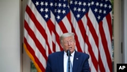 President Donald Trump speaks during a presidential recognition ceremony in the Rose Garden of the White House, Friday, May 15, 2020, in Washington. (AP Photo/Alex Brandon)