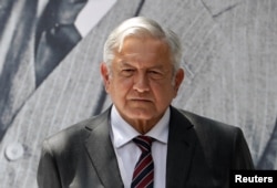 Mexico's president-elect Andres Manuel Lopez Obrador looks on during a news conference in Mexico City, Mexico, Aug. 24, 2018.