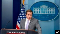 Juru bicara Dewan Keamanan Nasional AS John Kirby berbicara dalam konferensi pers di Gedung Putih, Washington, pada 29 Januari 2024. (Foto: AP/Andrew Harnik)