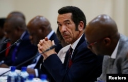 FILE - Botswana President Ian Khama looks on during the Botswana-South Africa Bi-National Commission (BNC) in Pretoria, South Africa, Nov. 11, 2016.