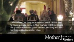 Gambar video Mitt Romney yang disiarkan majalah Mother Jones, yang dianggap menghina warga kelas pekerja di Amerika. (AP/Mother Jones)