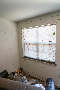 The level of water reached is seen inside an apartment after flooding as a result of the remnants of Hurricane Ida at Oakwood Plaza Apartments complex in Elizabeth, NJ., Sept. 2, 2021.