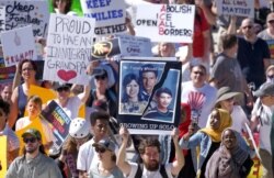 지난 2018년 6월 미국 솔트레이크시티에서 트럼프 행정부의 이민 규제 강화에 반대하는 대규모 집회가 열렸다.