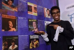 Nwaka Onwusa, curator of The Grammy Museum at L.A. Live, poses for a portrait at a sneak preview of "Ella at 100: Celebrating the Artistry of Ella Fitzgerald," April 24, 2017.