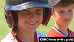 A member of the Rockford Peaches all-girls Little League team.