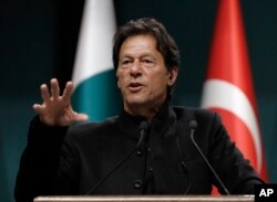 FILE - Pakistan's Prime Minister Imran Khan speaks during a news conference in Ankara, Turkey, Jan. 4, 2019.