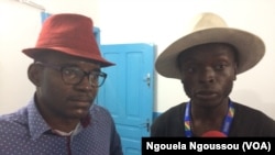 Frankc Nzila Malembe et Charlin Kinoua de Ras-le-Bol, à Brazzaville, le 24 mai 2017. (VOA/Ngouela Ngoussou)