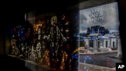 FILE - A view inside Franco's family tomb in Mingorrubio's cemetery, outskirts of Madrid, April 5, 2019. 