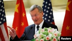 U.S. Ambassador to China Max Baucus speaks at a luncheon with U.S. business leaders in China, at a hotel in Beijing, June 25, 2014.