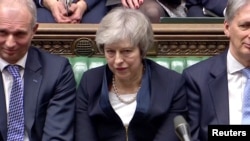 La Première ministre Theresa May après le rejet de l'accord de Brexit au parlement, à Londres, 15 janvier 2019.
