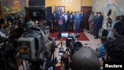 នាយករដ្ឋមន្ត្រី​ស្ដីទី លោក Claude Joseph ធ្វើ​សន្និសីទ​កាសែត​ ក្នុង​រយៈពេល​ជិត​មួយ​សប្ដាហ៍ បន្ទាប់​ពី​លោក​ប្រធានាធិបតី Moise ត្រូវ​បាន​គេ​ធ្វើ​ឃាត ទីក្រុងព័រអូប្រាំង ប្រទេស​ហៃទី ថ្ងៃទី១៣ ខែកក្កដា ឆ្នាំ២០២១។