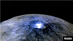 This representation of Ceres' Occator Crater in false colors shows differences in the surface composition.