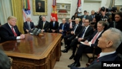 美国总统特朗普2019年1月31日在白宫接见了中国副总理刘鹤。