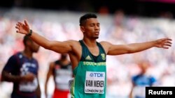 Le Sud-Africain Wayde van Niekerk, à Londres, Angleterre, le 5 août 2017.