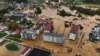 This aerial photograph taken in Kiseljak, about twenty kilometres west of Sarajevo on October 4, 2024 shows flooded streets and home areas following heavy rains.