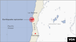 Pusat gempa di Chile.