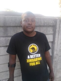 Tatenda Mombeyarara, 37, says he is recovering after being assaulted while detained in August for helping to organize anti-government protests, in Harare, Sept. 27, 2019. (C. Mavhunga/VOA)