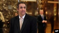 FILE - Michael Cohen, an attorney for President-elect Donald Trump, arrives in Trump Tower in New York. 