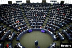 European Commission President Jean-Claude Juncker addresses the European Parliament in Strasbourg, France, Sept. 13, 2017.