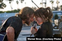 A scene from "A Star is Born," with Bradley Cooper and Lady Gaga