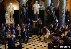 U.S. President Donald Trump speaks during the annual National Prayer Breakfast at the U.S. Capitol in Washington on Feb. 6, 2025.