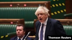 보리스 존슨 영국 총리가 6일 의회에서 연설했다.