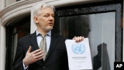 Julian Assange à l'ambassade d'Equateur à Londres le 5 février 2016.