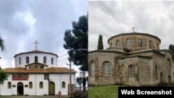 დრანდის მე-7 საუკუნის ქართული ტაძარი, ოკუპირებულ აფხაზეთში, რუსული "რესტავრაციის" და თეთრად გადაღებვის შემდეგ