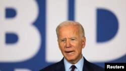 Mantan Wakil Presiden AS dan bakal calon presiden partai Demokrat, Joe Biden, saat melakukan kampanye di Burlington, Iowa, AS., 7 Agustus 2019. 