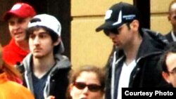 Photos of the two suspects near the finish line of Boston Marathon. (Courtesy Bob Leonard) 