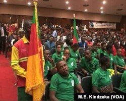 Youths sit during celebrations marking President Paul Biya's birthday, at Yaounde Conference Center, in Yaounde, Cameroon, Feb 13, 2019.