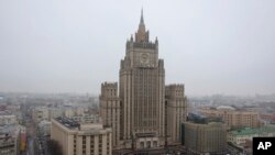 FILE - Russia's Foreign Ministry building is seen in Moscow, Russia, March 1, 2015.
