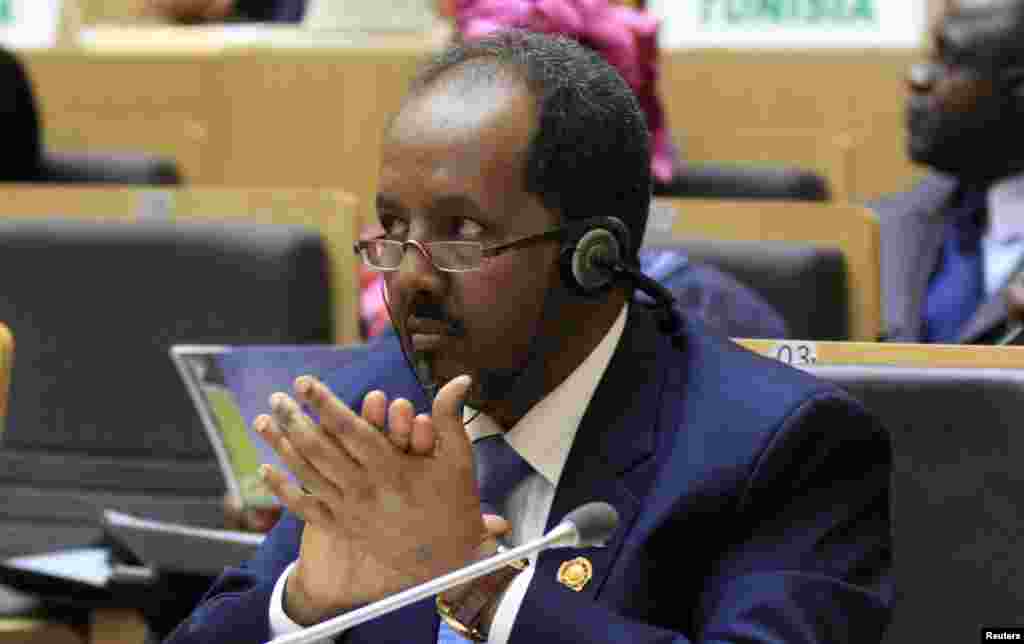 Somali's President Hassan Sheikh Mohamud attends the opening ceremony of the 22nd Ordinary Session of the African Union summit in Addis Ababa, Jan. 30, 2014.