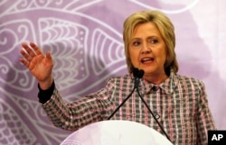 Democratic presidential candidate Hillary Clinton speaks at the Trayvon Martin Foundation's "Circle of Mothers" Gala at the Embassy Suites Hotel on May 21, 2016 in Fort Lauderdale, Fla.