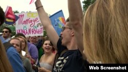 Hundreds celebrate after the landmark Supreme Court decision settled a major battle over the rights of sexual minorities.