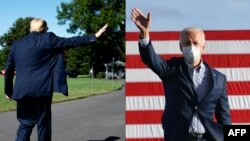 រូបផ្គុំ៖ អតីតប្រធានាធិបតីសហរដ្ឋអាមេរិកលោក Donald Trump (ឆ្វេង) និងប្រធានាធិបតីសហរដ្ឋអាមេរិកទី ៤៦ លោក Joe Biden។