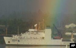 NOAA’s newest vessel, the extra-quiet Bell M. Shimada, during a port call in Newport, Oregon.