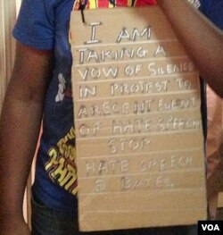 Vow of silence placard