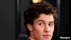 Singer Shawn Mendes arrives for 62nd Grammy Awards in Los Angeles, Jan. 26, 2020
