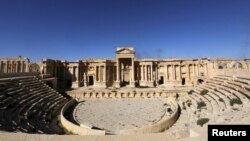 FILE - A view shows the Roman Theater in the historical city of Palmyra, Syria, April 1, 2016.