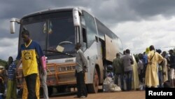 Pro-European integration protesters form the Ukranian word &quot;Lustration&quot; at Independence Square in Kyiv.
