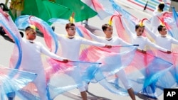 Dancers perform during the National Day celebrations in Taipei, Taiwan, Tuesday, Oct. 10, 2017.