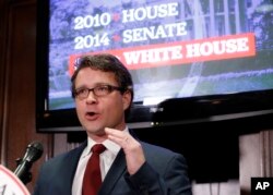 FILE - In this Nov. 9, 2016 file photo, Republican State Leadership Committee President Matt Walter speaks during a news conference about the GOP's success on election night, at the Republican National Committee in Washington.